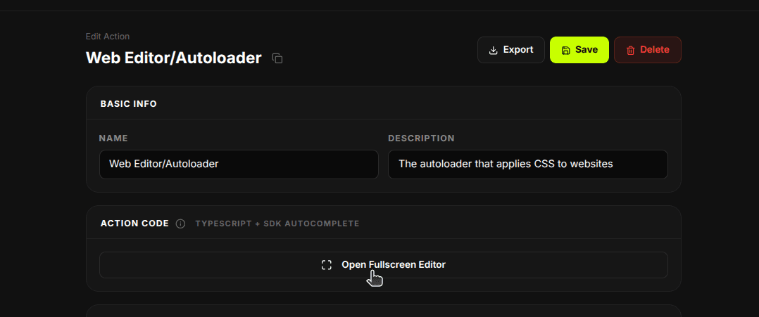 The code editor