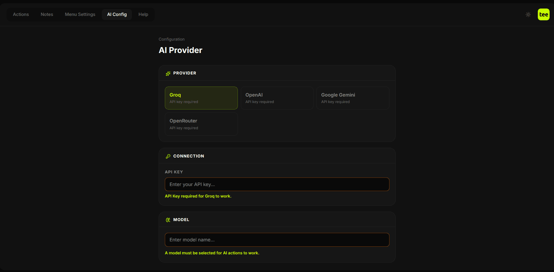 Configure AI
